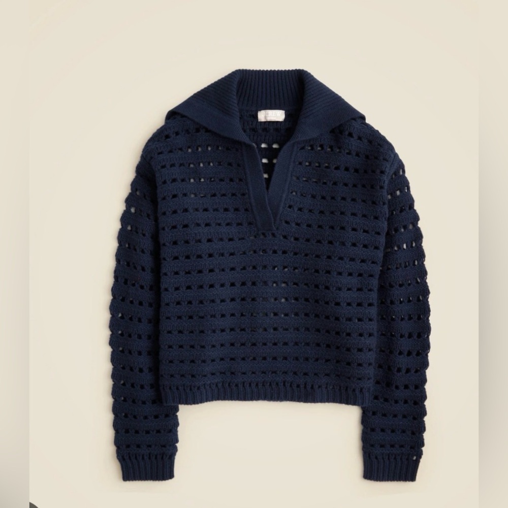 J Crew Collection Cashmere Sailor Collar Pointelle sweater
